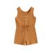 Jkerther Toddler Baby Girl Summer Clothes Ribbed Sleeveless Button Down Tank Top Short Jumpsuit Rompers One Piece Outfit