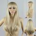 Mairbeon Modern Lady Golden Tone Neat Bangs Long Straight Full Wig COSPLAY Club Hairpiece