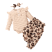 Mikrdoo Baby Girls Outfits Winter Outfits 0 Months Baby Girls Romper Top 3 Months Baby Girls Leopard Print Pants Headband 3Pcs Clothes Set Apricot