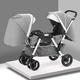 Toddler Stroller Pram for Twins,Double Infant Stroller Pushchairs Lightweight Baby Stroller Twins-Cozy Compact Twin Stroller,Oversized Canopy,Double Seat Tandem Stroller (Color : Gray)