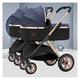 Twin Baby Pram Stroller Double Pushchairs and Strollers High Landscape Twin Stroller for Toddlers Tandem Baby Stroller Foldable Shock-Absorbing Spring High-View Pushchair (Color : Blue)