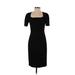 White House Black Market Cocktail Dress - Sheath Square Short sleeves: Black Solid Dresses - Women's Size 2
