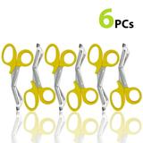 Cynamed Set of 6 Yellow Handle Trauma Shears 7.25 Stainless Steel Scissors for Paramedics EMT Nurses Firefighters + More