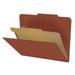 25 Pt. Pressboard Classification Folders 2/5 Cut ROC Top Tab Letter Size 1 Divider Brick Red (Box of 10)