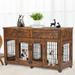 2 Rooms Dog Crate Furniture with Openable Divider 58 Wooden Dog Crate Table with 2 Drawers 5-Doors Dog Furniture Heavy Duty Kennel for Medium/Large Dog Indoor Dog Kennel Dog House Dog Cage TV Stand