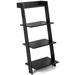 Topbuy 4-Tier Ladder Shelf 43â€� Tall Wooden Leaning Bookshelf Display Rack Modern Shelving Stand with Anti-tipping Device Black