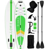 CYFIE 10.6ft Inflatable Paddle Board for Adult Premium SUP Stand up Paddle Board with Kayak Seat SUP Accessories Pump 4 Pcs Adjustable Paddles Backpack Camera Mount Leash Removable Fin Green