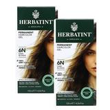 Herbatint Permanent Haircolor Gel 6N Dark Blonde Alcohol Free Vegan 100% Grey Coverage - 4.56 fl oz - 2 Pack