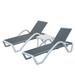 Ivy Bronx Outdoor Aluminum Chaise Lounge w/ Table 3 PCS Plastic/Metal in Gray | 37.2 H x 27.07 W x 77 D in | Wayfair