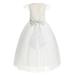 Ekidsbridal Ivory Lace V-Back Cap Sleeves Flower Girl Dress Junior Bridesmaid Gown for Wedding Tulle 622T 2