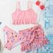 Baby Clothes Clearance! Joau Teen Girl s 3 Pieces Flower Print Bikini Swimsuit with with Ruffle Beach Skirt Cover Up for 8-15T