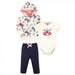 Touched by Nature Baby and Toddler Girl Organic Cotton Hoodie Bodysuit or Tee Top and Pant Bright Butterflies 18-24 Months