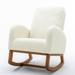 Toweling Fabric High Back Arm Chairs Solid Plywood Frame Ergonomic Chair Modern Rocking Chair with Solid Rubber Wood Legs