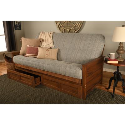 Somette Lexington Full-size Futon Set with Storage in Weathered Brown Finish with Mattress