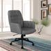 Modern Upholstered Home Office Chair, Adjustable-Height Cozy Armchair Button Tufted Back, Swivel Rolling Desk Chair, Grey