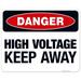 High Voltage Keep Away Sign OSHA Danger Sign 24x30 Aluminum