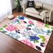 Large Pink Rose Area Rug Romantic Rose Pink Living Room Decor Flower Carpet Rose Runway Rugs Non-Slip For Living Room Bedroom 4 x 5