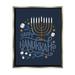 Happy Hanukkah Traditional Menorah Symbols Holiday Graphic Art Luster Gray Framed Art Print Wall Art