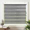 Biltek Cordless Zebra Window Blinds with Modern Design - Roller Shades w/ Dual Layers - Solid & Sheer Shades for Transparency / Privacy - Great for Home Office Kitchen Bathroom - Gray 44 W X 72 H