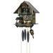 Cuckoo Clock Black Forest house with 4 moving beer drinkers and mill wheel