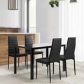 Tcbosik 5 Pieces Dining Table Set For 4 Kitchen Room Tempered Glass Dining Table 4 Faux Leather Chairs Black