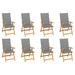 Gecheer Reclining Patio Chairs with Cushions 8 pcs Solid Teak Wood