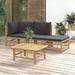 Gecheer 4 Piece Patio Set with Dark Gray Cushions Bamboo