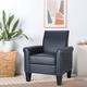 Lohoms Accent Arm Chairï¼ŒModern Faux Leather Accent Chair Uplostered Living Room Arm Chairs Comfy Single Sofa Club Chair (Navy Blue)