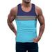 iOPQO tank tops men Men Summer Striped Casual Beach Top Shirt Elegant Sports Sleeveless Beach Shirt Top Loose Tank Top Mens Solid Tank mens tank top Sky Blue + XL