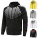 iOPQO Sweatshirts For Men Men s Velvet Chest Raglan Sleeves Multi-Print Zipper Hooded Sports Sweatshirt Black + 3XL