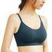 iOPQO lingerie for women Women Sports Bras Cross Straps Cotton Striped Fitness Top Yoga Bra Crop Top Push Up Running Bra Workout Top Camisoles Blue One Size