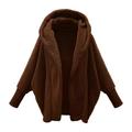 Wendunide 2024 Clearance Sales Coats for Women Women Hooded Sweatershirt Coat Winter Warm Wool Coat Cotton Coat Outwear Womens Jackets Coffee M