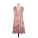 Hale Bob Casual Dress - Mini V Neck Sleeveless: Pink Dresses - Women's Size X-Small