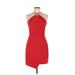 Teeze Me Casual Dress - Sheath Halter Sleeveless: Red Print Dresses - Women's Size 9