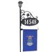 Address America Park Place Oval Double-Sided Reflective Address Sign w/ Air Force Flag & Solar Light - 48" Plastic in Black | Wayfair