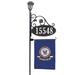 Address America Park Place Oval Double-Sided Reflective Address Sign w/ Navy Flag & Solar Light - 48" Plastic in Black | Wayfair AS-PPFL-48SLNV