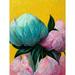 Elegant Peony Floral Bouquet Yellow Teal Pink Flowers Painting Unframed Wall Art Print Poster Home Decor Premium