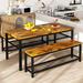 17 Stories Remona 3 - Piece Dining Set Wood/Metal in Black/Brown | 28.7 H x 47.2 W x 28.7 D in | Wayfair 046E115303D04144B5029823658FBA29