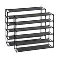 Rebrilliant 6 Tier Adjustable Fabric Shoe Rack Storage Organizer Stackable Shoe Shelf Fabric in Black | 36 H x 39 W x 11 D in | Wayfair