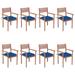 vidaXL Stackable Patio Chairs with Cushions 8 pcs Solid Teak Wood - 22'' x 20.1'' x 35.4''