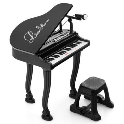 Costway 37 Keys Kids Piano Keyboard with Stool and Piano Lid-Black