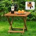 Aile Acacia Wood Folding Bistro Side Table 19.5 Inch x 19.5 Inch 200lbs Heavy Duty
