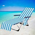 Stripe Beach Chair Cover with Side Pockets Cozy Quick Dry Chaise Lounge Chair Towel Cover for Pool Beach Garden Hotel Sunbathing