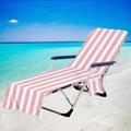 Stripe Beach Chair Cover with Side Pockets Cozy Quick Dry Chaise Lounge Chair Towel Cover for Pool Beach Garden Hotel Sunbathing