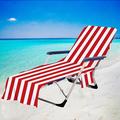 Stripe Beach Chair Cover with Side Pockets Cozy Quick Dry Chaise Lounge Chair Towel Cover for Pool Beach Garden Hotel Sunbathing