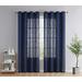 Abbey Faux Linen Textured Semi Sheer Privacy Sun Light Filtering Transparent Window Grommet Long Thick Curtains Drapery Panels For Bedroom & Living Room 2 Panels (54 W X 54 L Navy Blue)