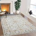 Large Area Rug 8x10 Retro Accent Floor Carpet Vintage Persian Carpet Medallion Distressed Area Rug Boho Tribal Rugs Low Pile Non-Slip Floor Mat for Bedroom Living Room Home Office