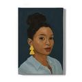 Figure In Yellow Earring Wrapped Canvas -Victoria Barnes Designs