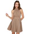 Trendyol Woman Design Mini Skater Halter Neck Woven Dress Kleid, hautfarben, 40