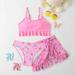 Baby Clothes Clearance! Joau Teen Girl s 3 Pieces Flower Print Bikini Swimsuit with with Ruffle Beach Skirt Cover Up for 8-15T